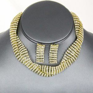 Gold w/Clear Rhinestones Woven Choker
